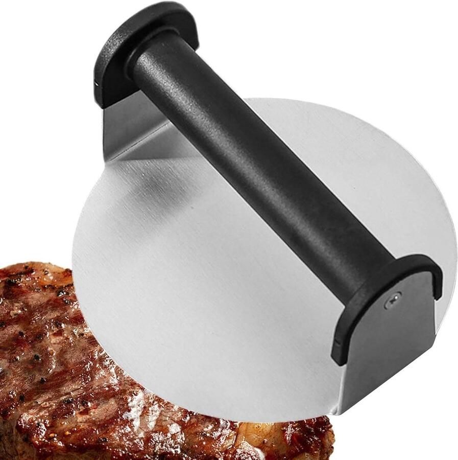 Smash Burger Pers Hamburger Smasher Tool Perfect Grillen Roestvrij Staal 16 cm Diameter Zilver