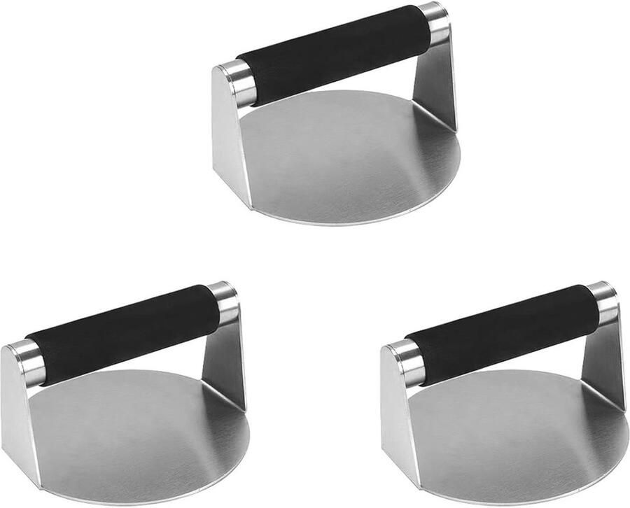 Smash Burger Pers Vlees Drukker Professioneel Grillen Hittebestendige Greep Diameter 14 cm Zilverkleurig