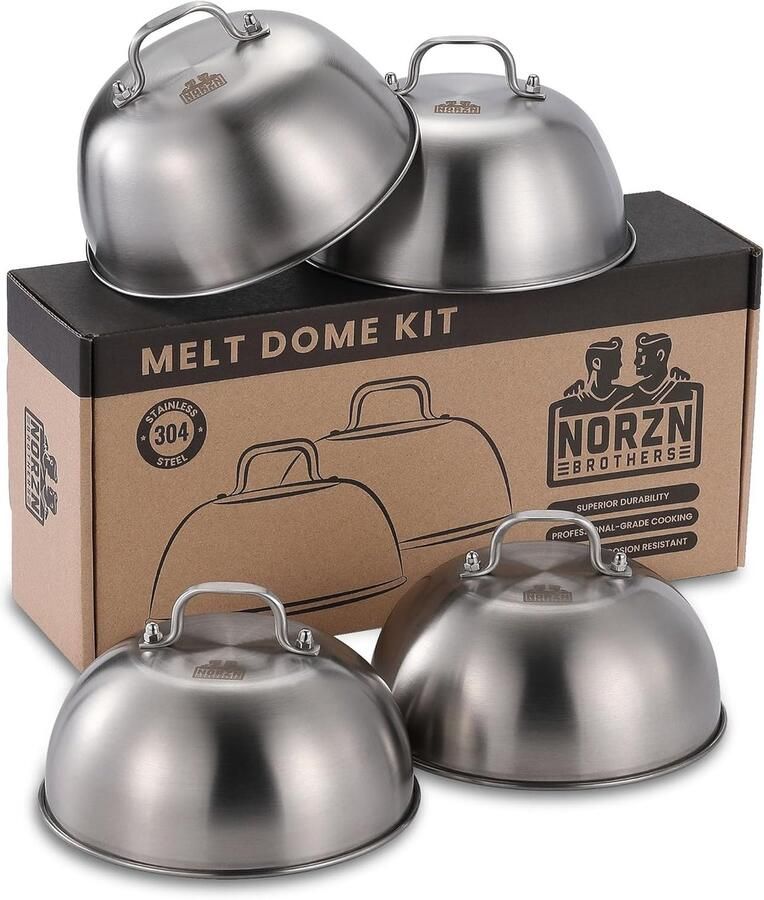 Smash Burger Set 4 Delen: Burgerpers Inox Klok Smeltdeksel & 2 Spatels voor Perfecte Burgers