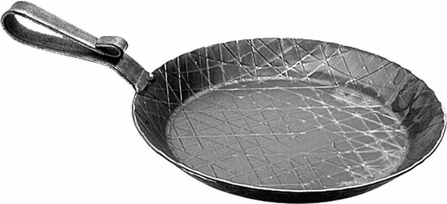 Smeedijzeren Pan Braadpan Koekenpan Koken op Gas Gebogen Handvat 24 cm Ø Zwart