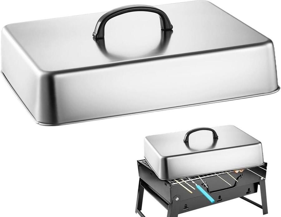 Smeltkoepel Grillplaat Kaaspers Deksel Gelijkmatig Smelten Hittebestendige Handgreep 33 x 282 cm Zilver