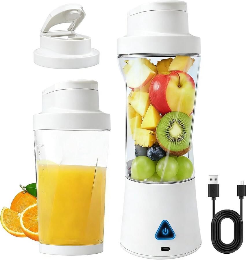 Smoothie Maker Mini Blender Gezonde Drankjes Maken Krachtige 6-Blads Mixer 700ml Capaciteit Transparant