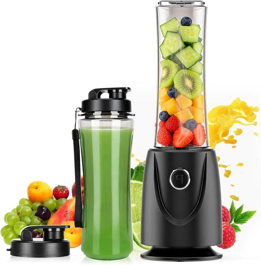 Mini Blender Smoothie Maker Gezonde Dranken Maken Met 2 Flessen 500ml Capaciteit Zwart