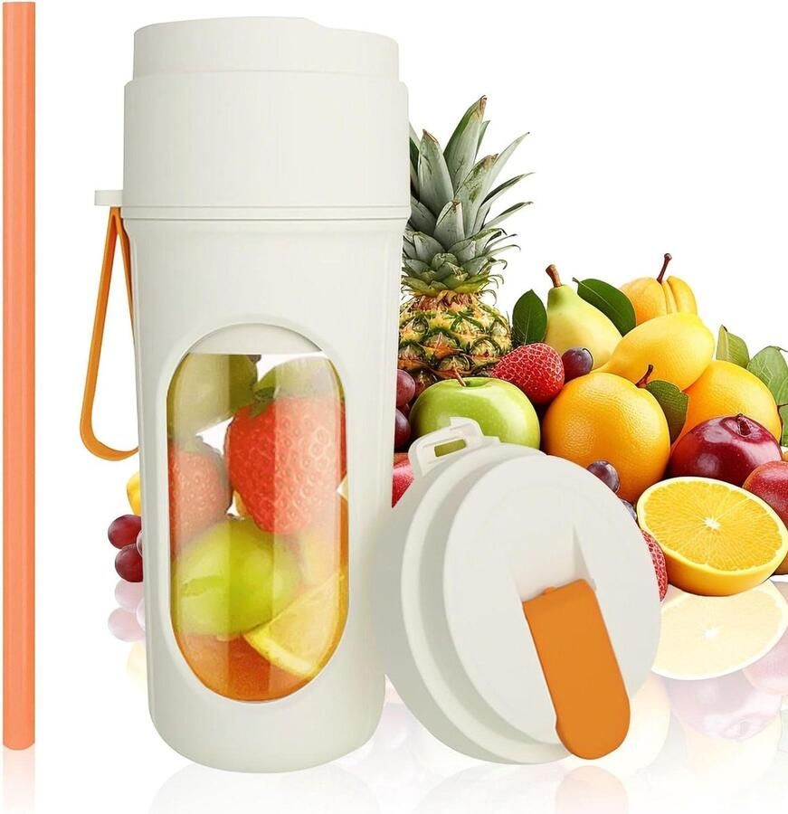 Draagbare Smoothie Blender Mini Mixer Gezonde Drankjes Maken 12 Roestvrijstalen Messen 450 ml Oranje