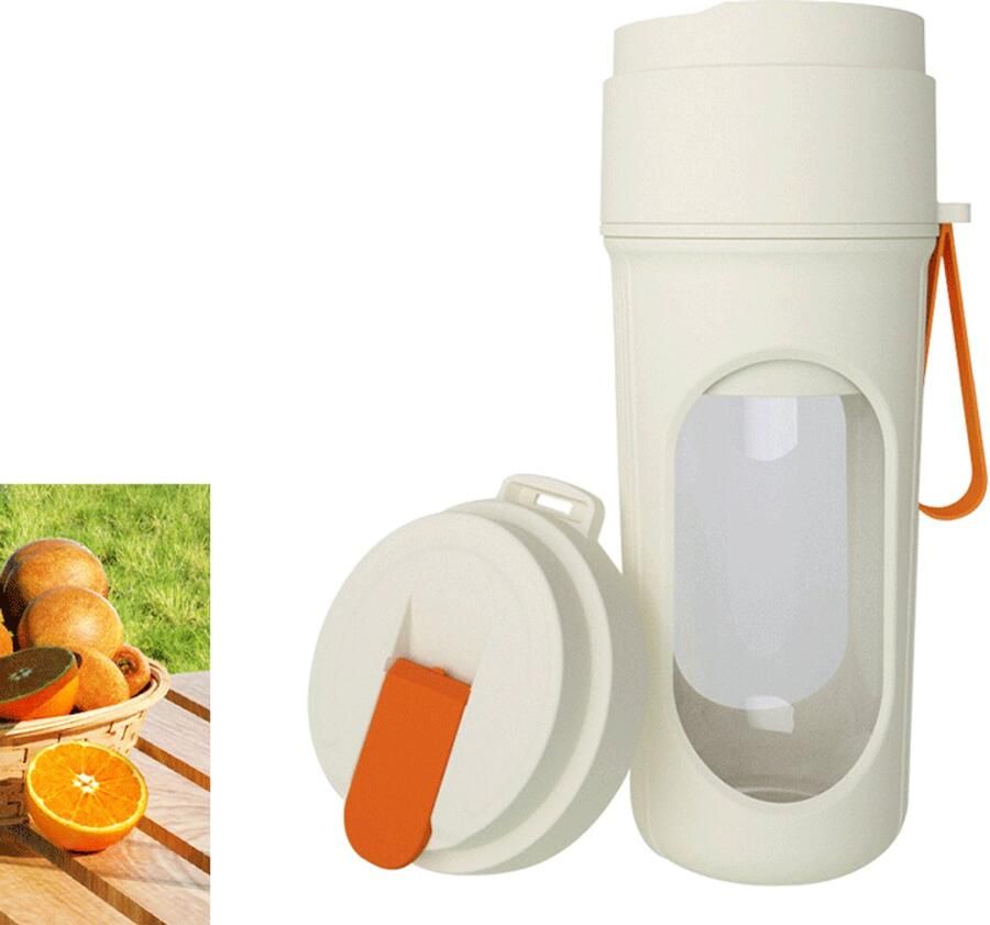 Smoothie maker Sapbeker Draagbare blender 500 ml BPA-Vrij Blender to Go 5 messen Sapbeker voor op reis Sapbeker Blenderbeker Oranje