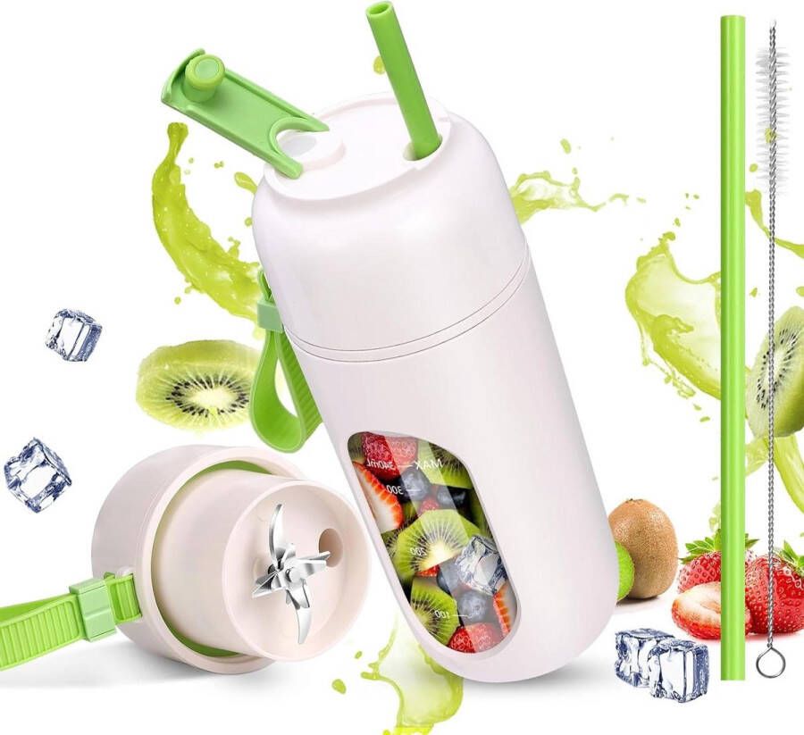 Smoothie Maker To Go Draagbare Mixer voor Smoothies en Shakes 12 Messen USB Fresh Juice Mixer Mini Blender voor Sport en Reizen Groen