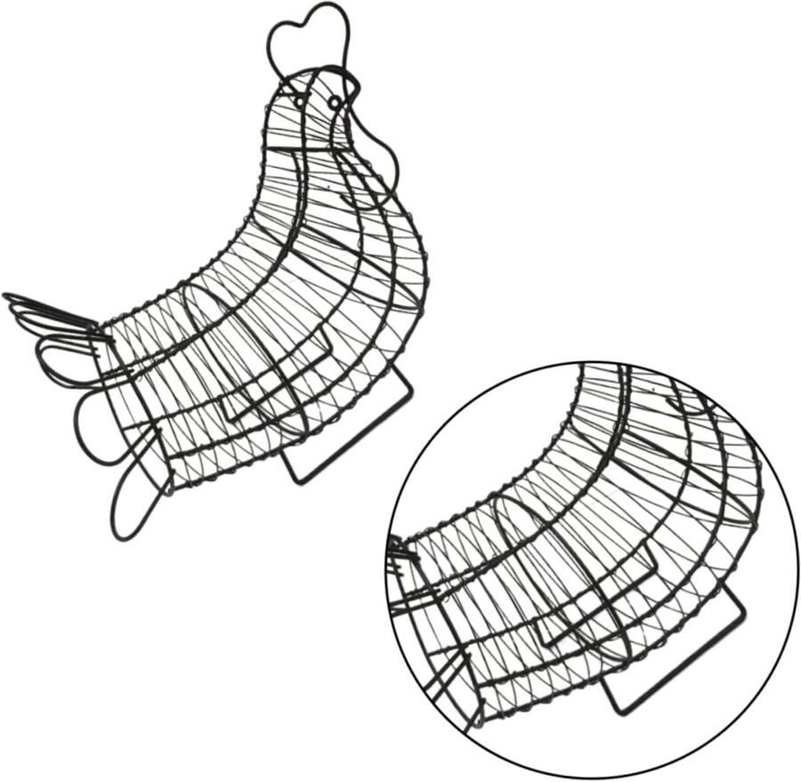 Snackmand Eierhouder Kippenmand Eieren Bewaren Open Draadontwerp 25x31cm Zwart