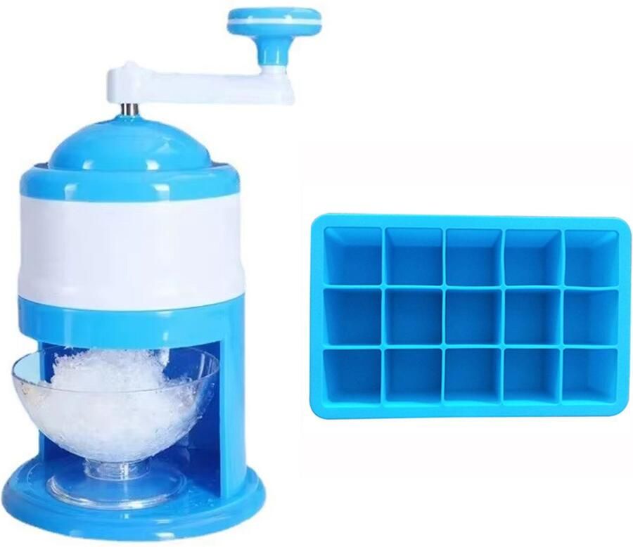 Sneeuwkegelmachine IJsmachine Slushmachine Blauw 2 Stuks Kunststof Handbediend Draagbaar Handslinger Voor Zomerfeesten Slushy Maken en Keukengebruik