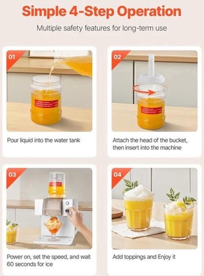 Sneeuwvlok-Ijsmachine – Ijsmachine – Ijscrusher – Bingsu Maker – Ijsblokjesschepper – 60 KG per Dag Capaciteit – Roestvrijstalen Messen en 1 8 Liter Tank - Foto 2