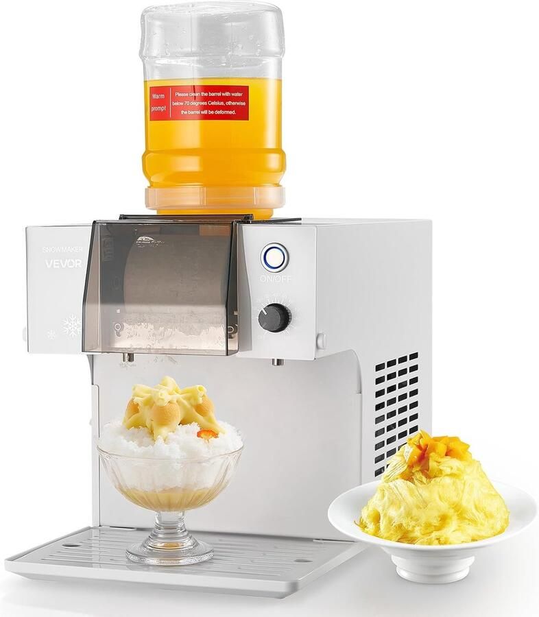 Sneeuwvlok Ijsmachine IJsschaaf Machine Desserts Maken Instelbare Snelheden 40kg Per Dag Wit