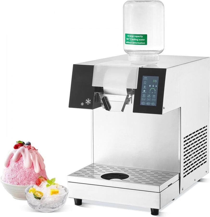 Sneeuwvlok-ijsmachine Schaafijsmachine Commercieel 230 kg 24u Capaciteit Luchtgekoeld RVS Behuizing Touchscreen LCD Geschikt voor Sneeuwkegels
