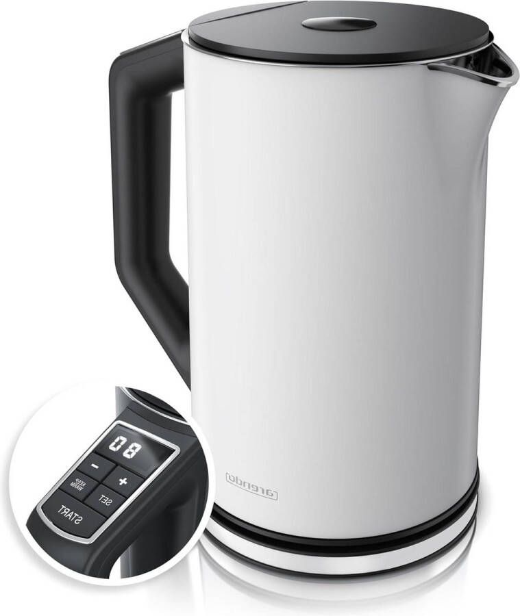 Snelkoken Waterkoker Temperatuurselectie 40°-100° 4 vooraf ingestelde temperaturen Elegant model 1.5L 2200W BPA vrij Mat Wit