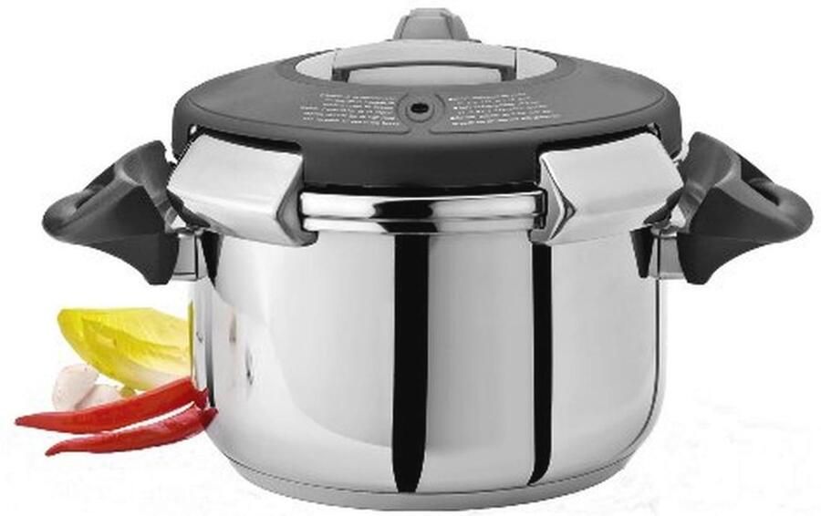 Snelkookpan 10 liter met glazen deksel en stoommand Roestvrij staal