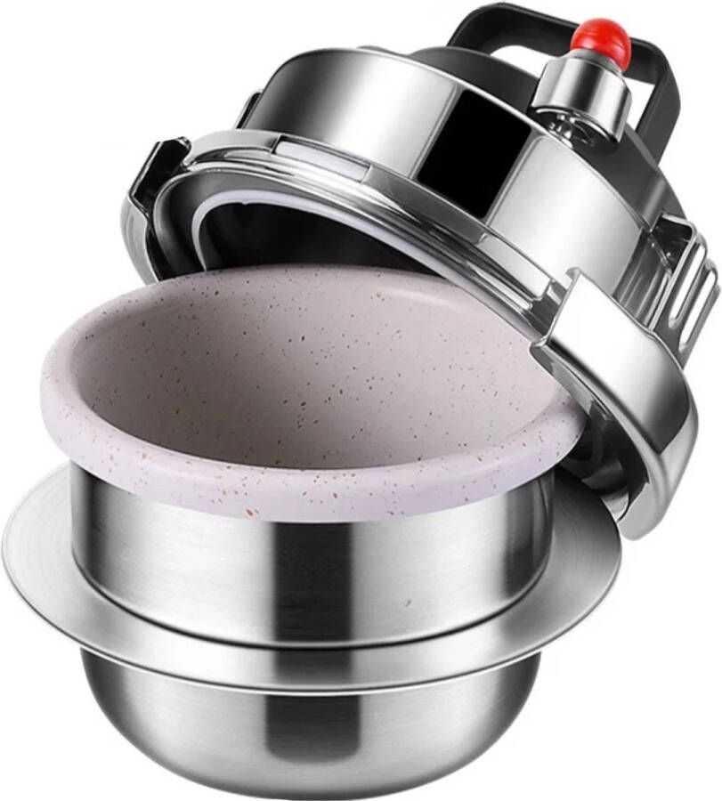 Snelkookpan 1.6L antiaanbakpan Roestvrij staal Kunststof handvat Zilver