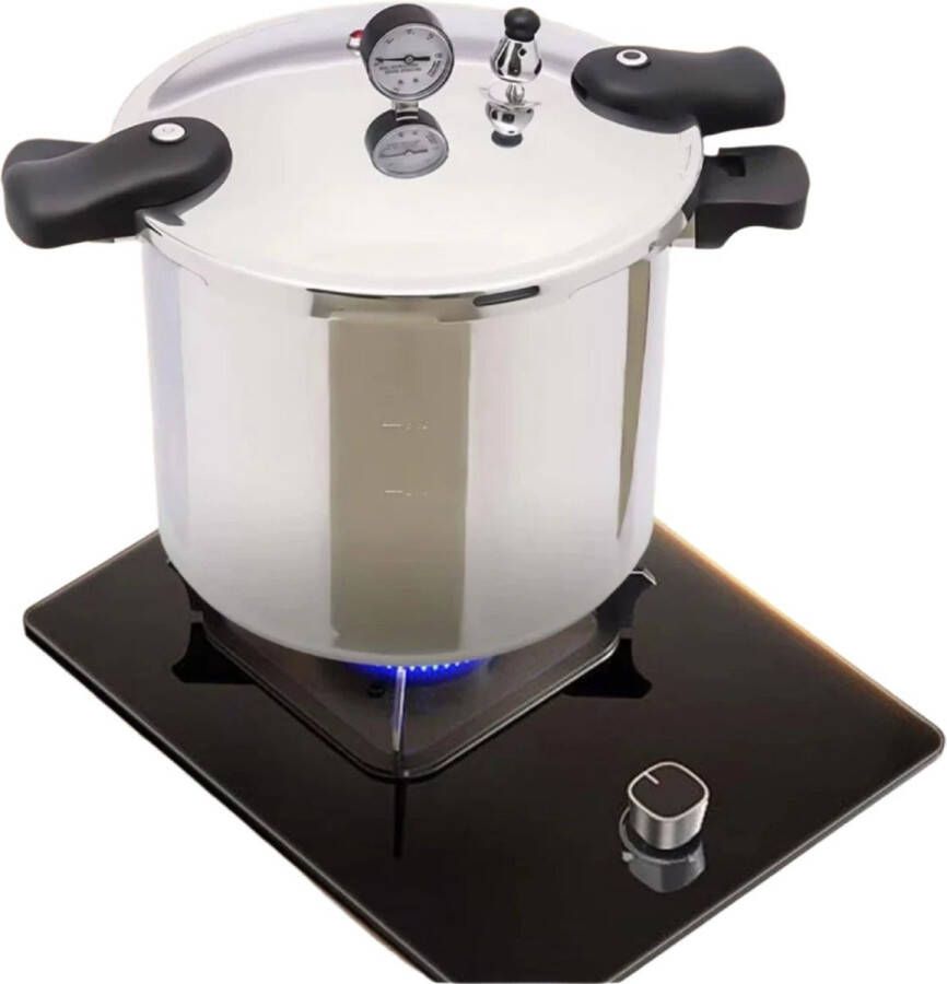 Snelkookpan 23 Quart 10PSI Roestvrij staal Kunststof handvat Explosieveilig Veiligheidsventiel Extra groot formaat Lichtgrijs