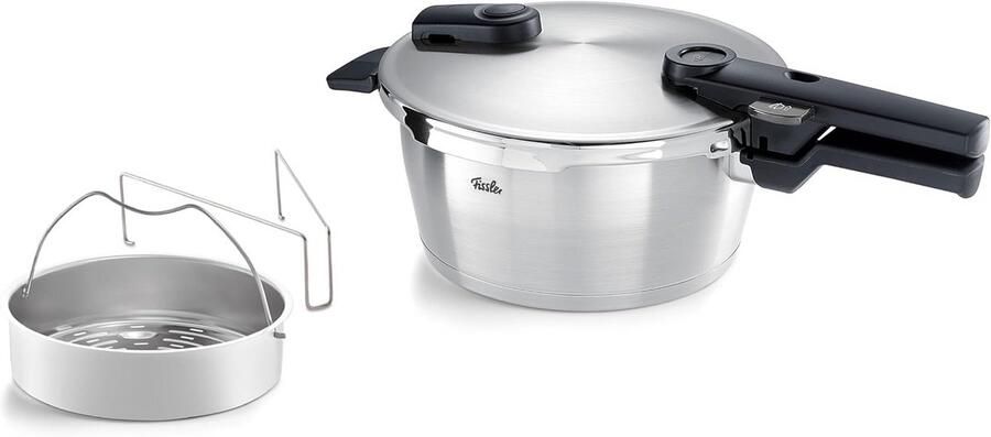 Snelkookpan 2.5 Liter met Inzet voor Inductie Roestvrij Staal Stoompan