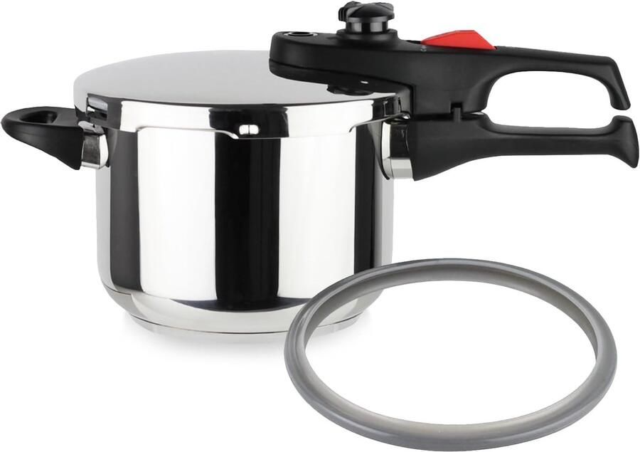 Snelkookpan 3.2L Drukkoker RVS Sneller Koken Inductie Geschikt 18x18x13.5 cm Zilver