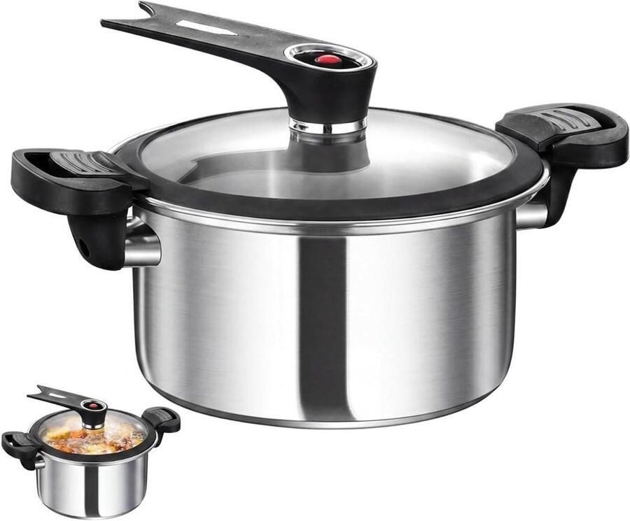 Snelkookpan 35 Liter Drukpan Keuken Snelle Maaltijden Antiaanbaklaag 35 Liter Zilver