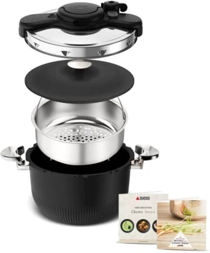 Snelkookpan 6 liter Roestvrij Staal Zwart Ideaal voor Snelle Maaltijden