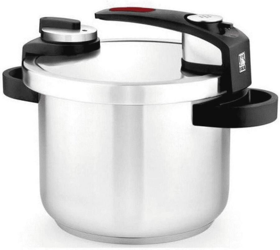 Snelkookpan 6 Liter RVS Geschikt voor Alle Kookplaten Inclusief Inductie Grijs