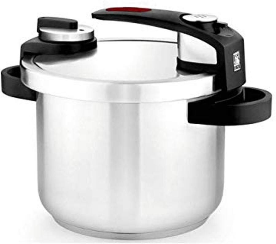 Snelkookpan 6 Liter RVS Geschikt voor Alle Kookplaten Inclusief Inductie Grijs