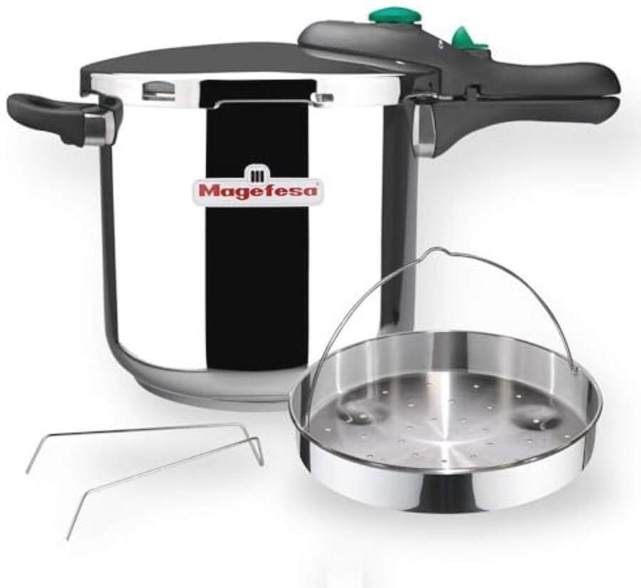 Snelkookpan 6 Liter RVS met Stoommand Geschikt voor Alle Kookplaten en Inductie 5 Veiligheidssystemen
