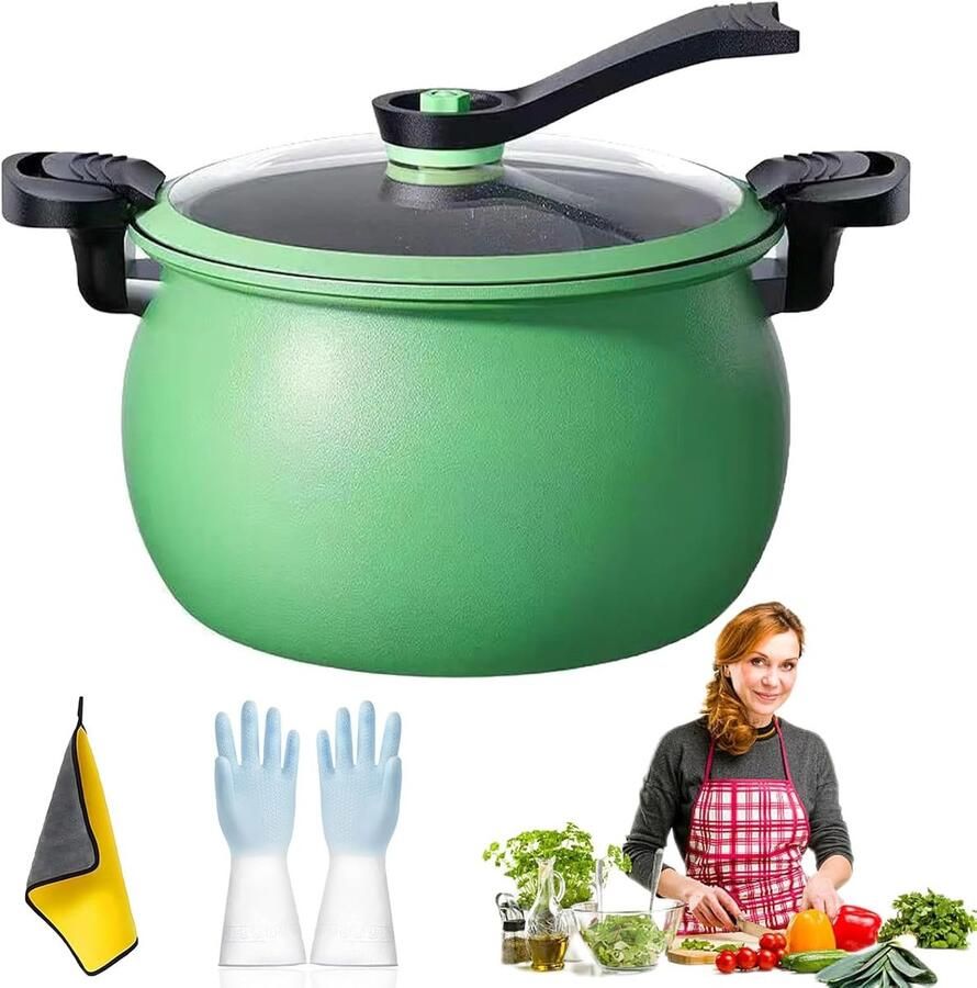 Snelkookpan 8 Liter Multifunctionele Pan Snel Koken Zichtbaar Glazen Deksel 28cm Diameter Oranje