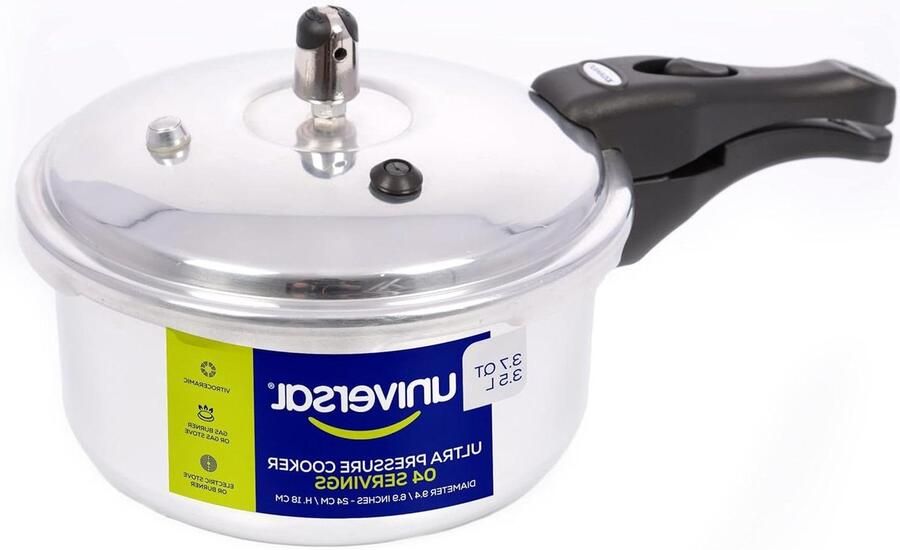 Snelkookpan Aluminium Drukpan Maaltijden Snel Koken 5-laags Veiligheidssysteem 3.7 Liter Zilver