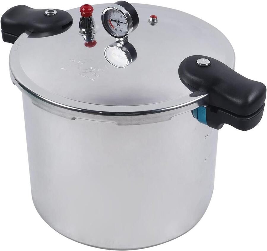 Snelkookpan Aluminium Drukvat Kookpan Snel Koken Explosiebestendige Sluiting 22 Liter Metaalkleur