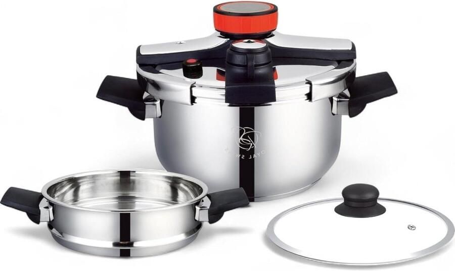 Snelkookpan Couscousmaker Drukpan Stoompan Snelle Maaltijden Bereiden 2-in-1 Functionaliteit 10 Liter Zilver