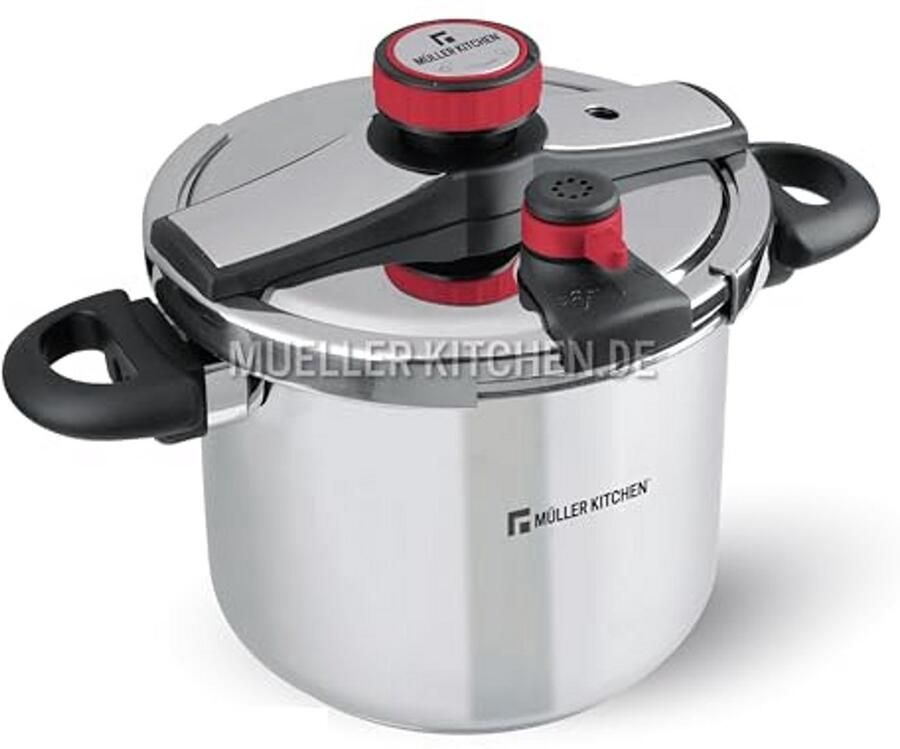 Snelkookpan Drukkoker Snel Koken Eénhandig sluitdeksel 10 Liter Rood