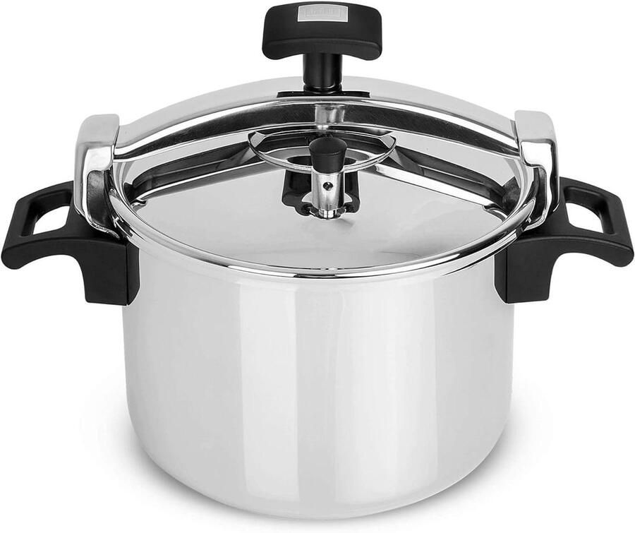 Snelkookpan Drukpan Efficiënt Koken Drievoudig Veiligheidssysteem 8 Liter Metaalkleur