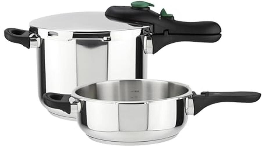 Snelkookpan Drukpan Gezond Koken 5 Veiligheidssystemen 3 en 6 Liter Zilverkleurig