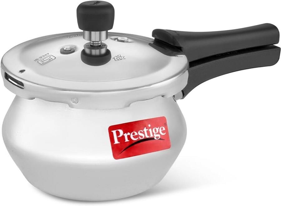Snelkookpan Drukpan Handi Indiaas Koken Unieke Vorm 2 Liter Zilver