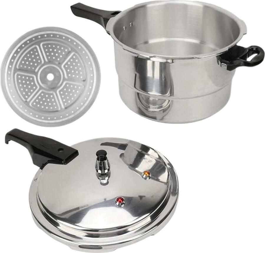 Aluminium Snelkookpan Stoompan Kookpot Snel Garen Gelijkmatige Verwarming 5 Liter Zilver