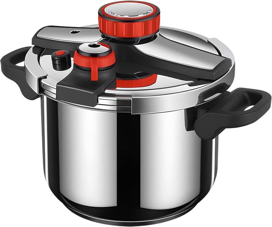 Snelkookpan Drukpan Snel Koken Verstelbaar Ventiel 10 Liter Zilver