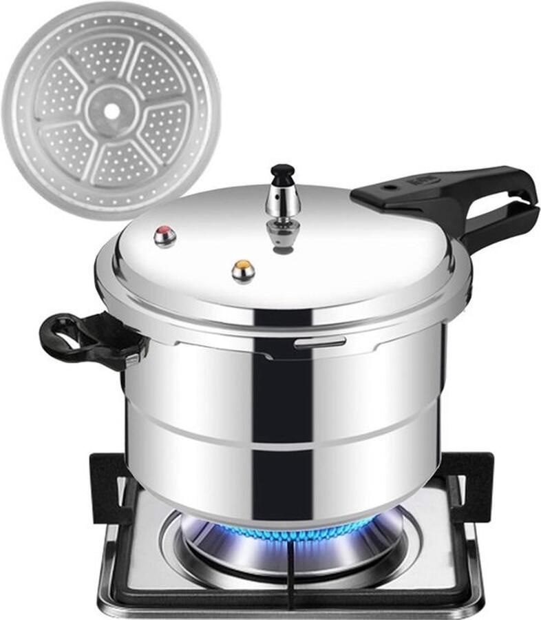 Snelkookpan Hogedrukpan Rijstkoker Snel Koken Inclusief Stoommandje 5L 25.5cm Zilverkleurig