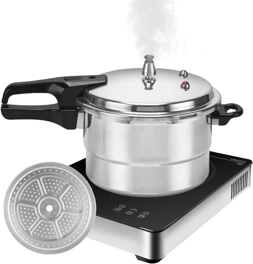 Snelkookpan Drukpan Kookpot Gezinsmaaltijden Bereiden Met Stoominzet 5 Liter Aluminium
