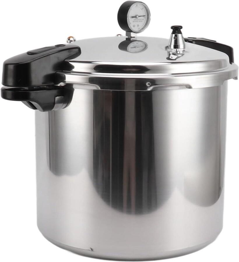 Snelkookpan met Meter Drukkoker Aluminium Grote Maaltijden Bereiden Ingebouwde Drukmeter 32 cm Zilver