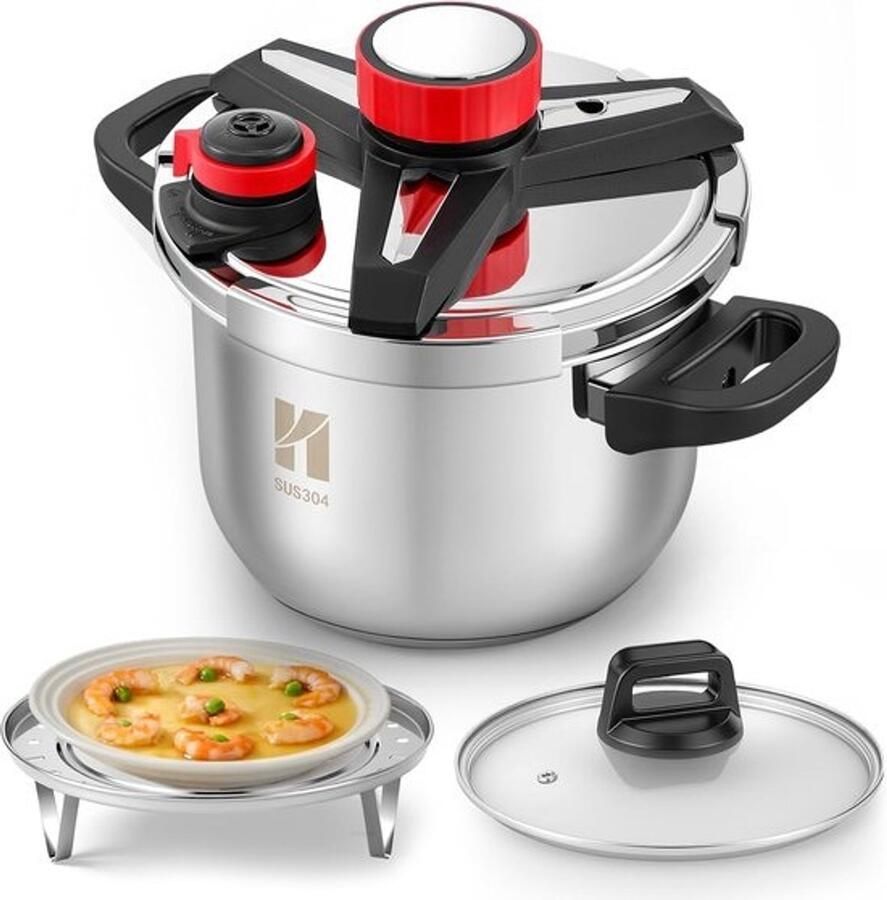 Snelkookpan Multifunctionele Pan Snel Koken 3-in-1 Functionaliteit 6 Liter Roestvrij staal