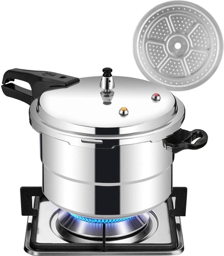 Snelkookpan Drukpan Kookpot Efficiënt Koken Stoom en Kook Scheiding 5 Liter Zilverkleurig