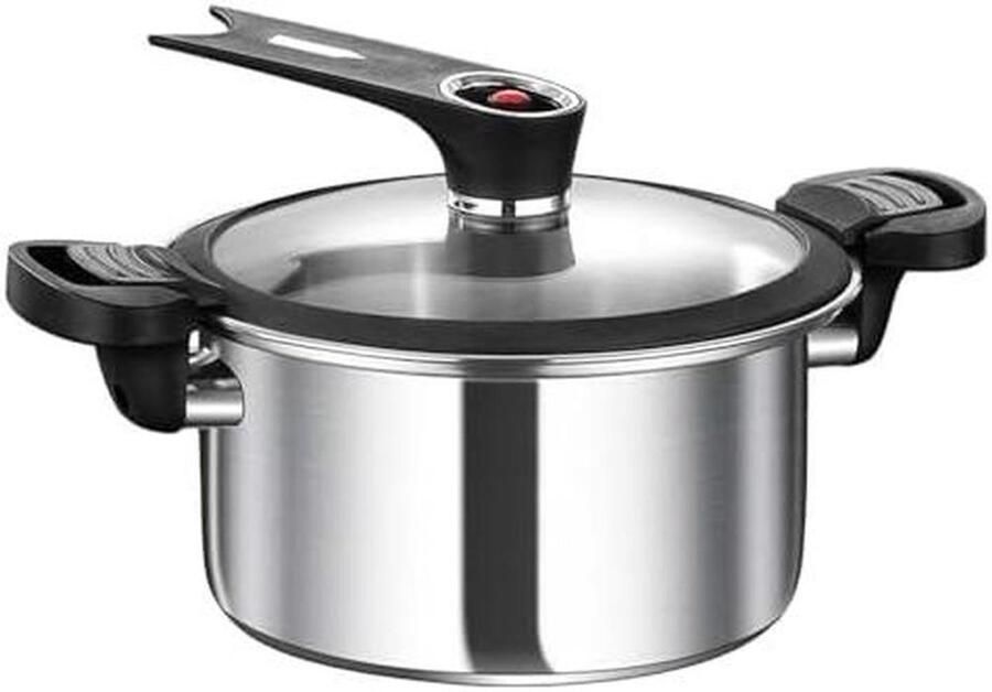 Snelkookpan Roestvrij Staal Drukpan Keuken Snelle Maaltijden Vijflaagse Bodem 5 Liter Zilverkleurig