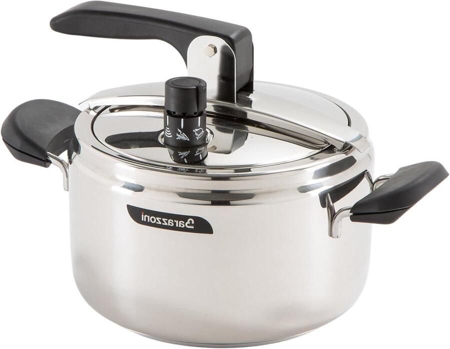 Snelkookpan Roestvrij Staal Drukpan Keuken Sneller Koken Energiebesparend Dubbel Systeem 35 Liter Zilver