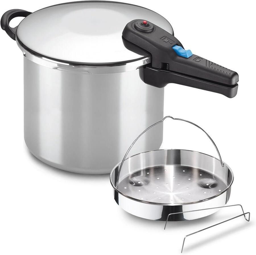 Snelkookpan Roestvrij Staal Drukpan Kookpan Sneller Koken 8 Liter Capaciteit 45x32x27 cm Zilver