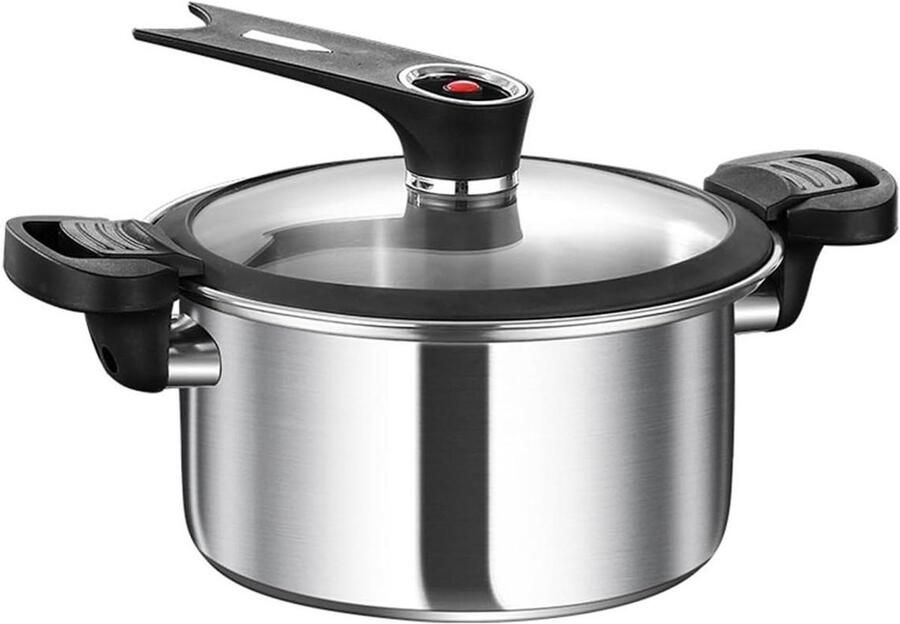 Snelkookpan Roestvrij Staal Drukpan Stoofpan Snel Gezond Koken Open Vlam Veilig 3.5L Zilverachtig