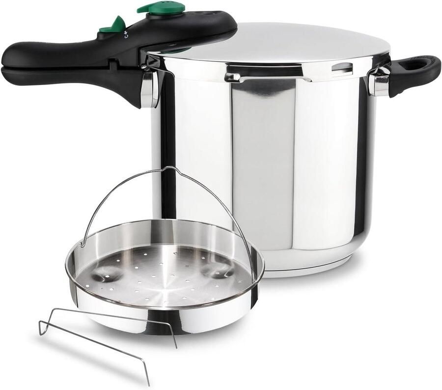 Snelkookpan Roestvrij Staal Drukpan Stoofpan Snel Koken 5 Veiligheidssystemen 7.5 Liter Zilverkleurig