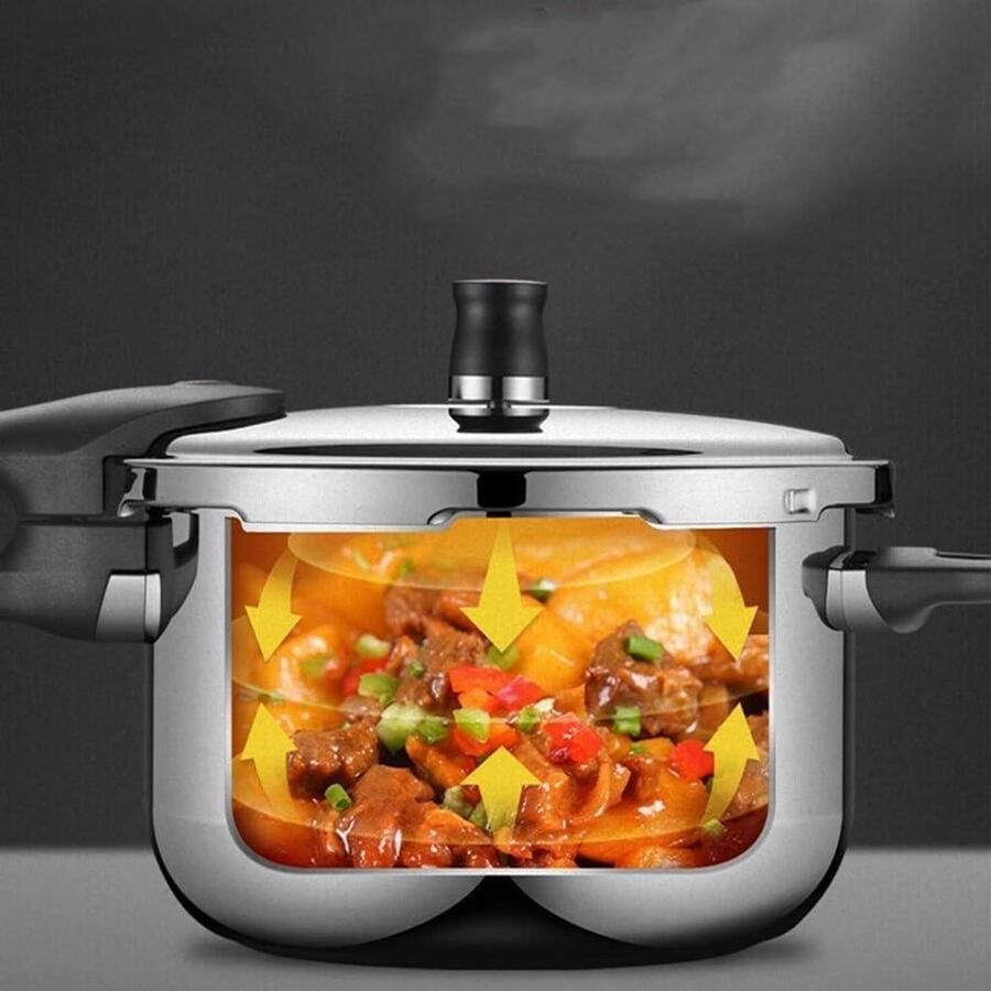 Snelkookpan Roestvrij Staal Huishoudelijke Stoofpan Snel Koken Bespaart Kooktijd 24 cm Diameter Zilverkleurig