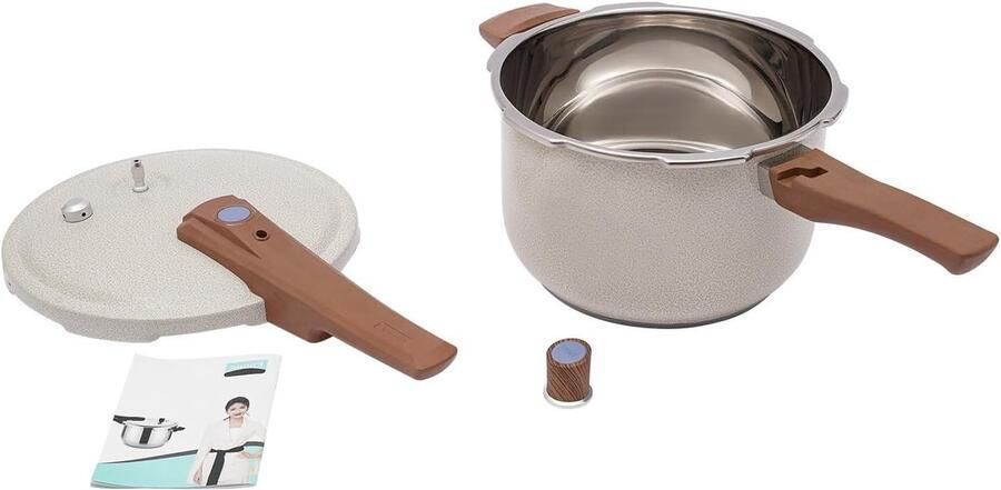 Snelkookpan Roestvrijstaal Drukpan Keuken Snel Koken Veiligheidsventielen Systeem 7.4 Liter Beige