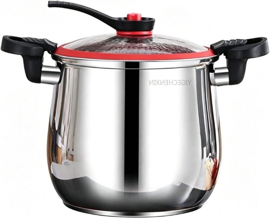 Snelkookpan Roestvrijstaal Drukpan Koken Snelle Maaltijden Bereiden Helder Glazen Deksel 8 Liter Zilverkleurig