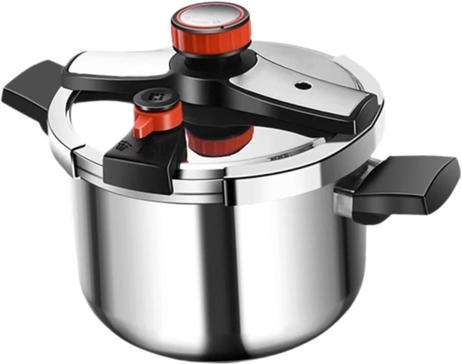 Snelkookpan Roestvrijstaal Kookpot Stoofpan Efficiënt Koken 4 Vergrendelingsmechanismen 8 Liter Zilverkleurig
